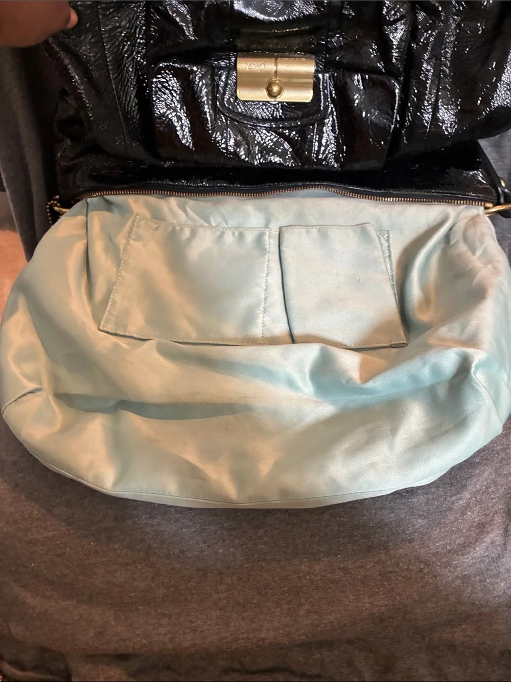 Coach Black Patent Hobo Bag with Gold Hardware